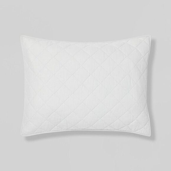 Threshold Other - Open Box - Threshold - Standard Diamond Stitch Cotton Linen Quilt Sham Li Gray